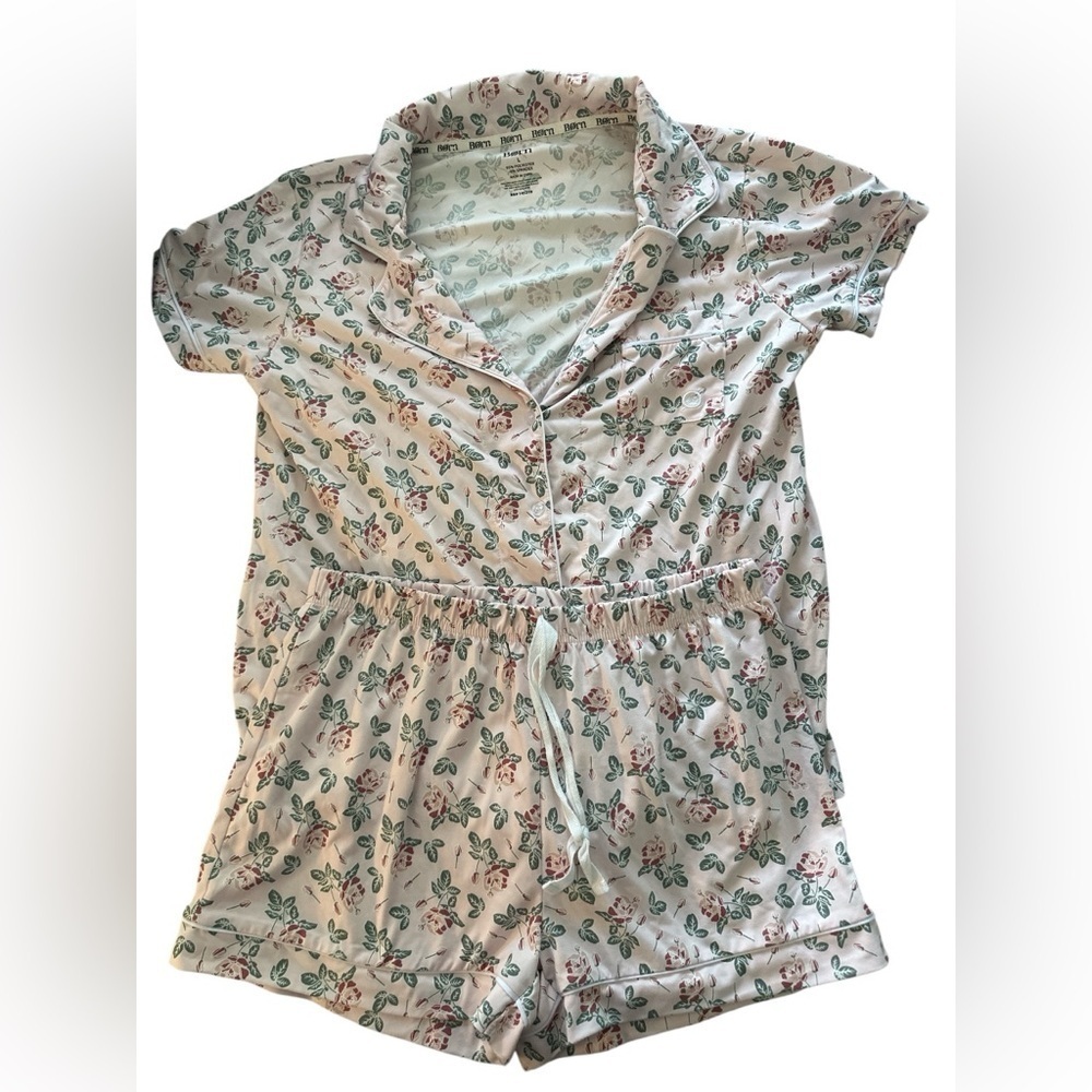 Born Pink Floral Short Pajama Romper